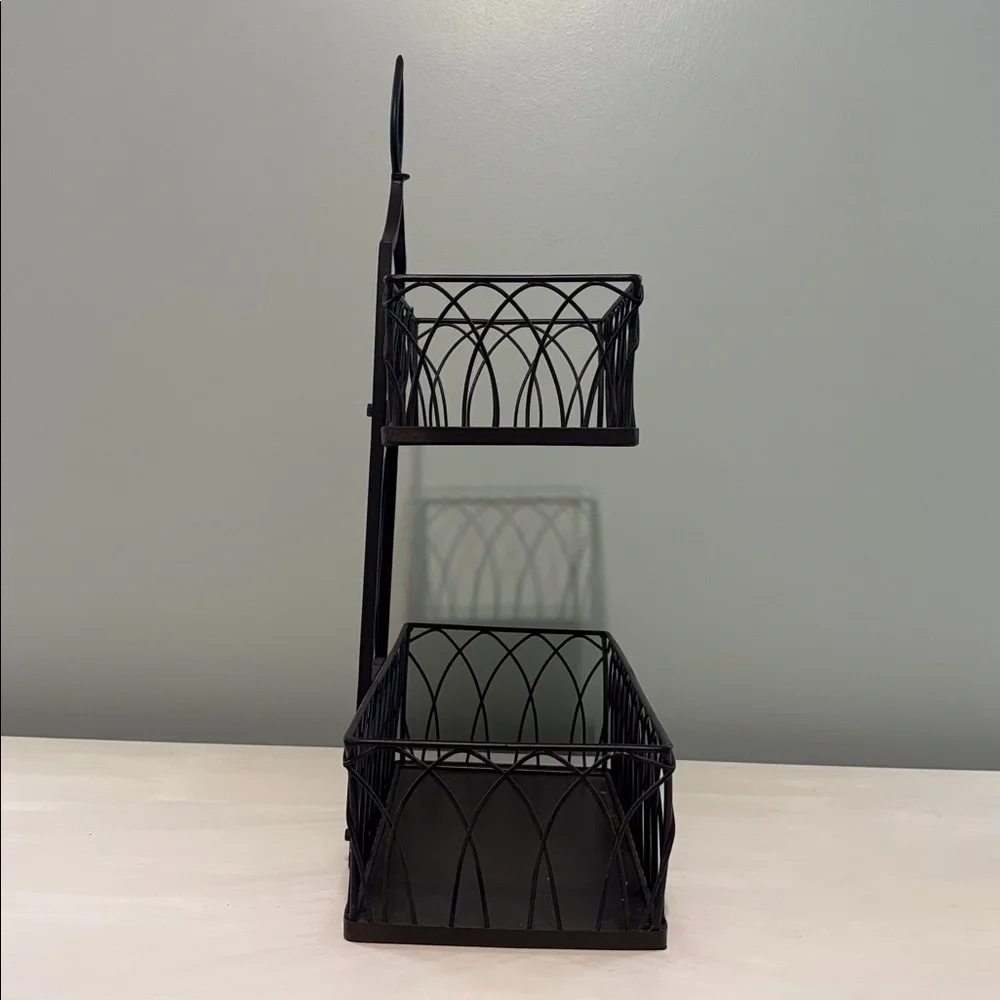 Southern Living At Home Farmhouse Tiered Basket SLAH Metal Country Cozy Cottage